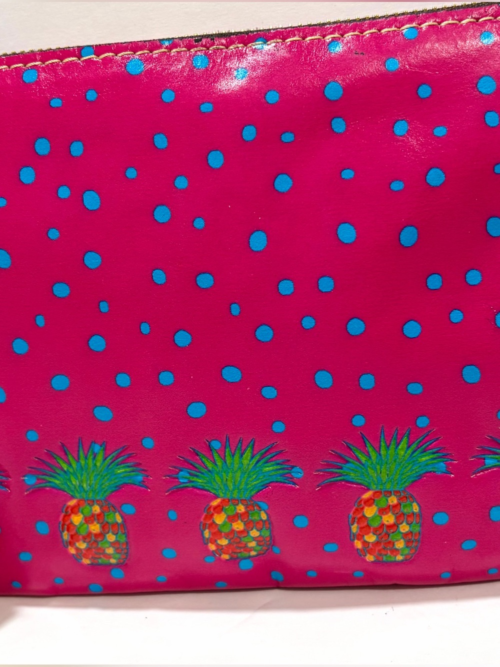 🍍 Patricia Nash Pineapple Pink Polka Dot Wristlet Clutch - NWT
